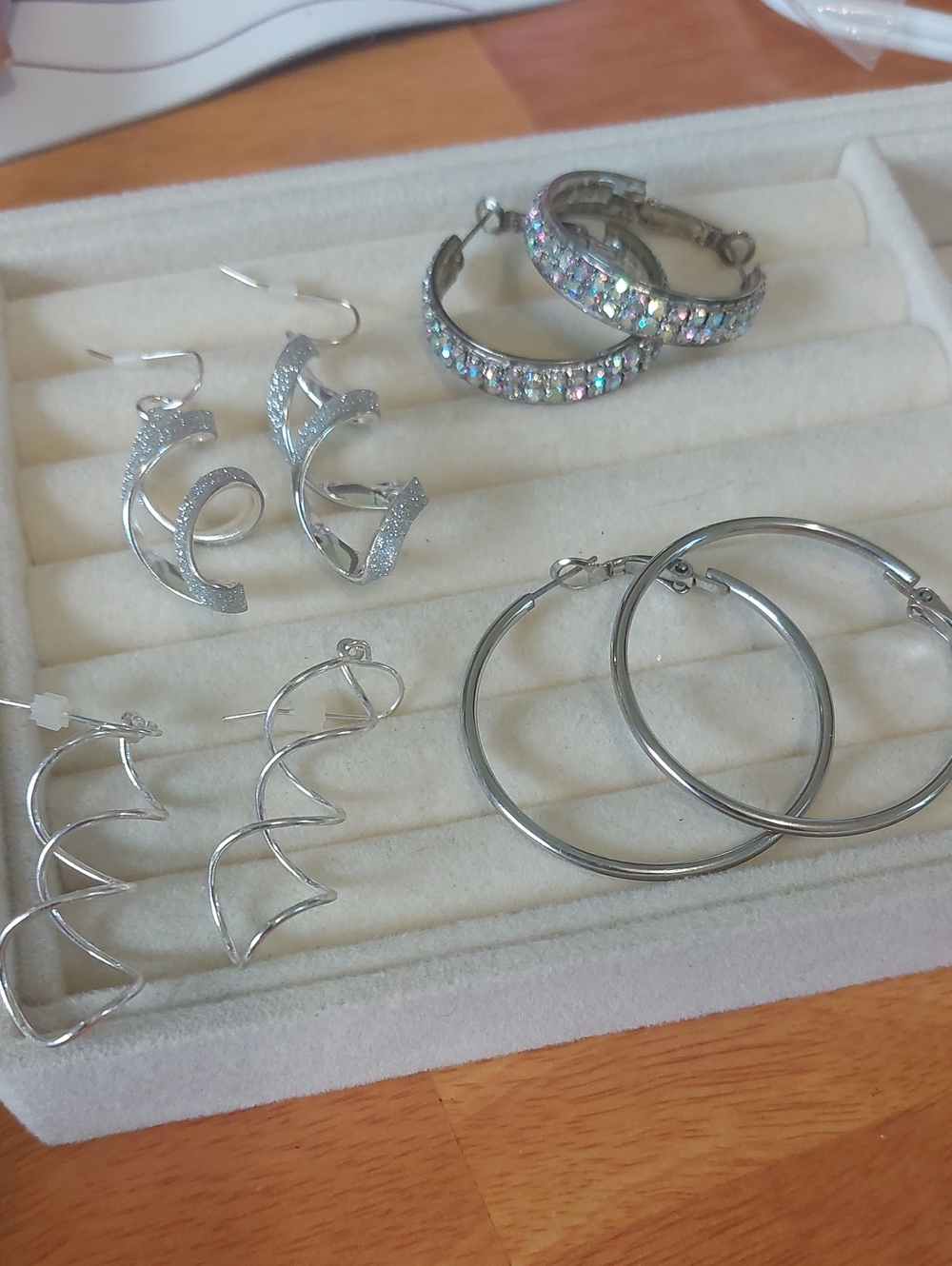Silver Earring Bundle - Aurora Borealis Crystal Hoops & Shimmer Twists